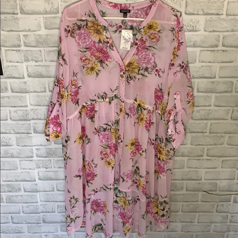 💜BRAND NEW💜 LEXI- Purple Floral Chiffon Tunic